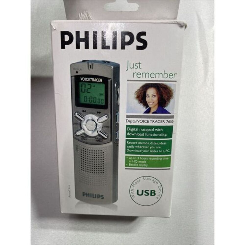 Philips Voice Tracer 7655 Digital Voice Recorder 64 MB Memory RECORD 33 Hrs